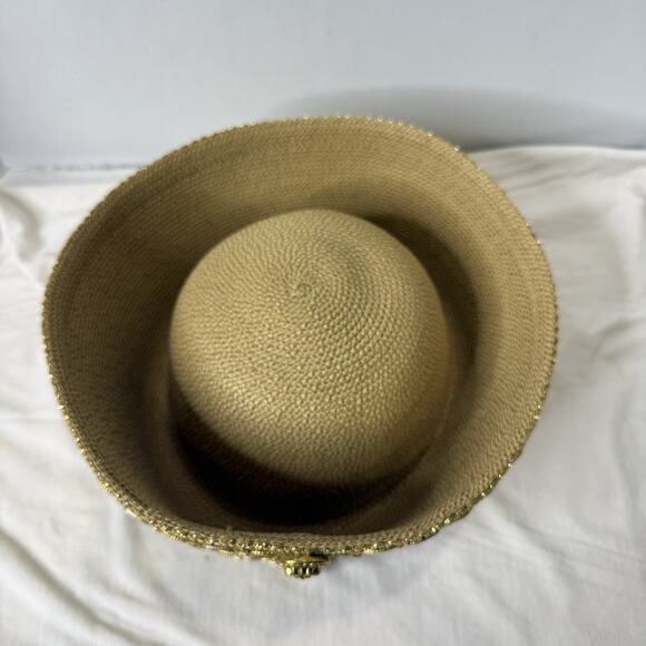 VTG Whittall & Shon Church Derby Pillbox Gold Button Sequins Statement Piece W